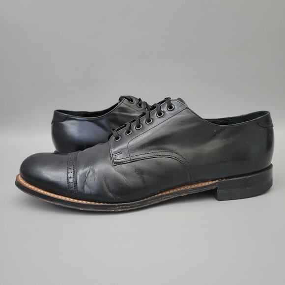VTG Stacy Adams Madison Oxfords Shoes Mens Size 9.5 D Black Leather Cap Toe main image 7